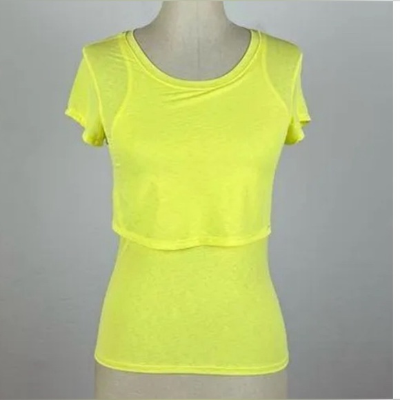 Free People Movement Neon Yellow Open RacerBack Layered Crop Top.   NWT.… - Picture 1 of 8